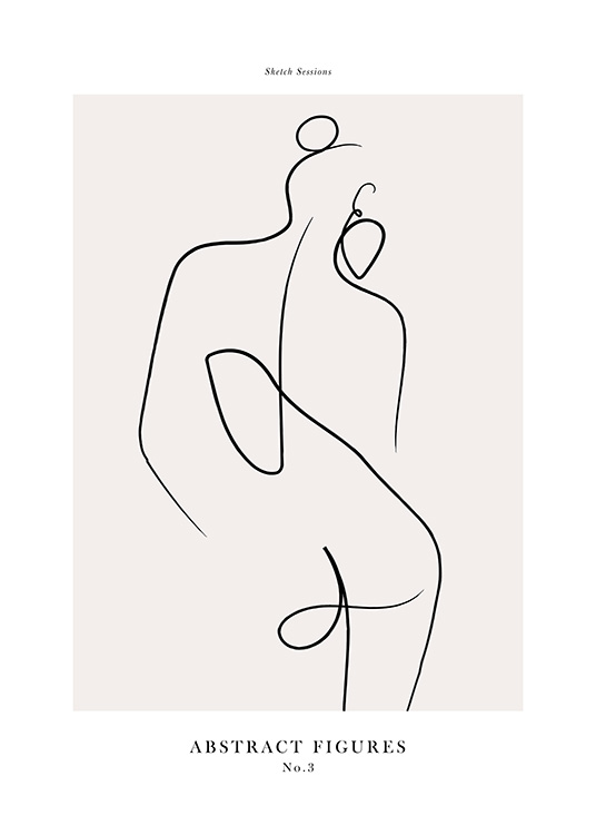  – Illustration of a naked woman from behind, drawn in line art on a beige background