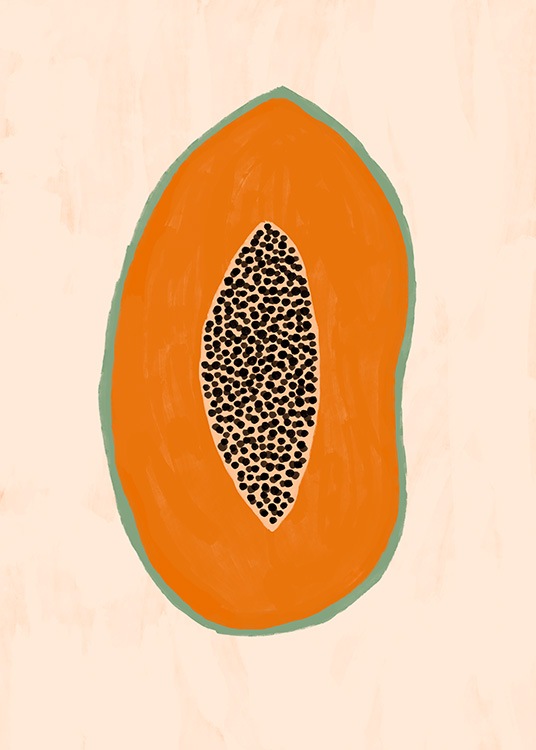 Graphical illustration with papaya and light orange background