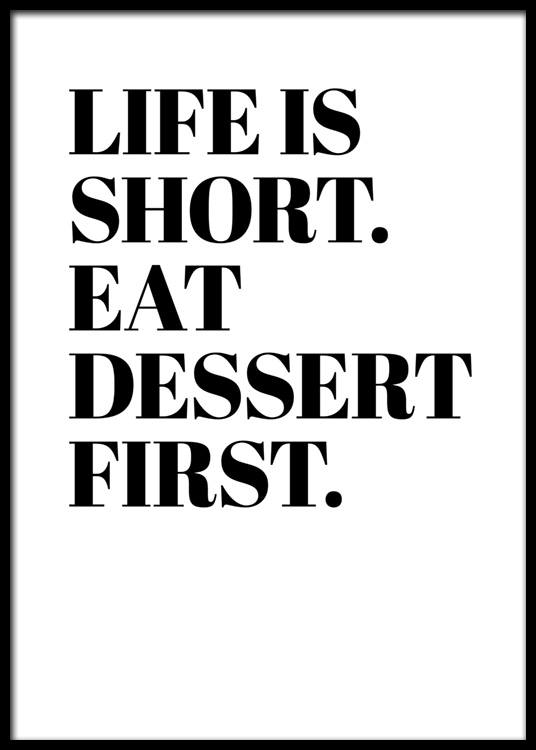 Eat Dessert First Quote Eat Dessert First Poster - Dessert First - Desenio.eu