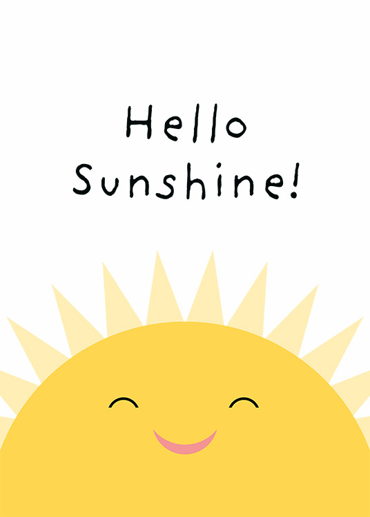Hello Sunshine Poster Smiling Sun Desenio Eu