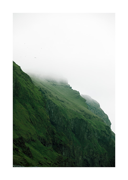  - Photograph of foggy green landscape in Iceland
