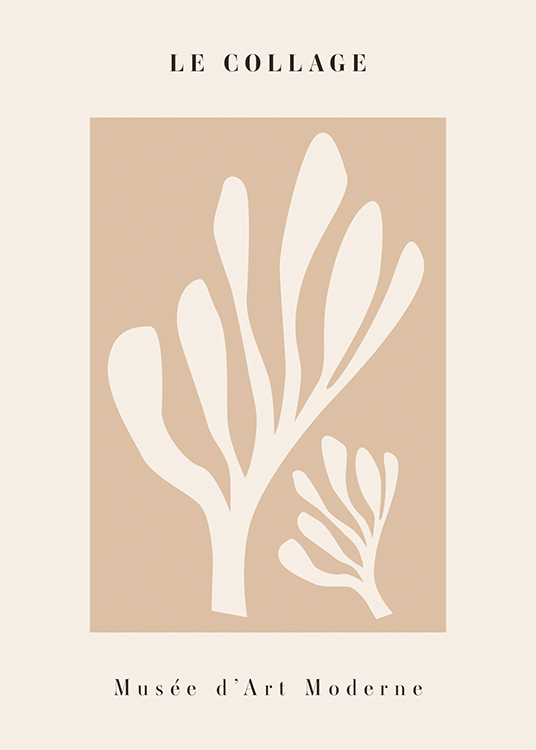  – Graphic illustration with light beige abstract shapes against a background in beige shades