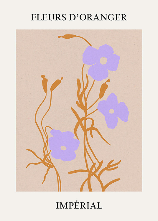 – A beautiful flower print in purple colour with a beige background