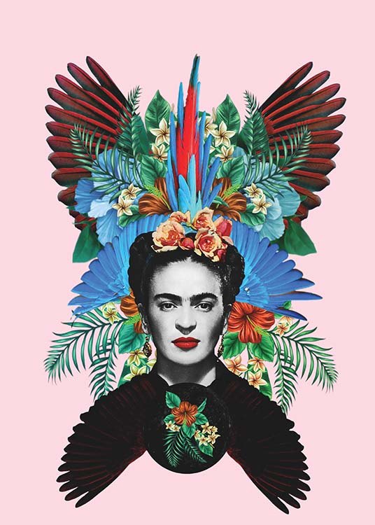 - Exclusive poster showing world-renowned Mexican artist Frida Kahlo in portrait.