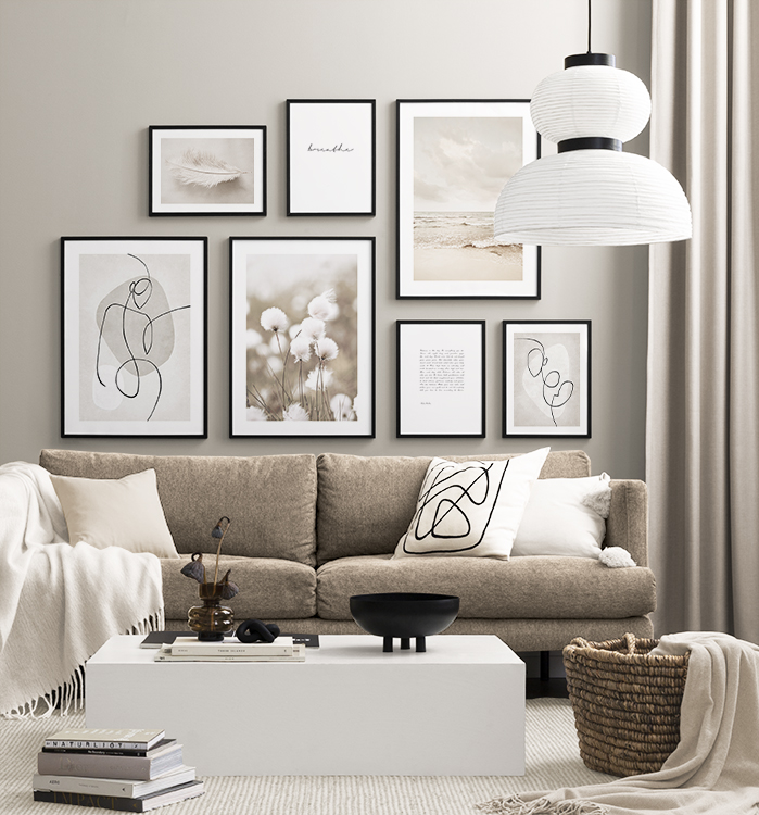 Beige Tones Gallery Wall Harmonies In, Living Room Posters Ideas